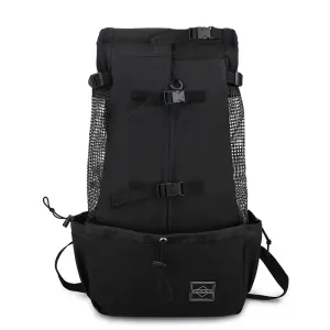 Black hiking backpack with mesh side pockets