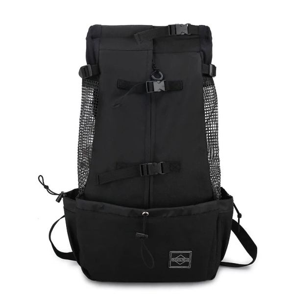 Black hiking backpack with mesh side pockets