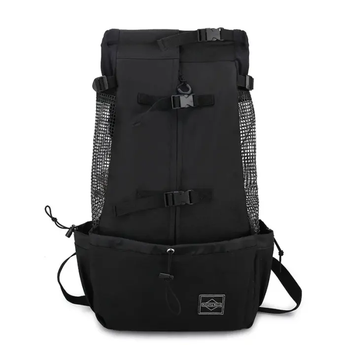 Black hiking backpack with mesh side pockets