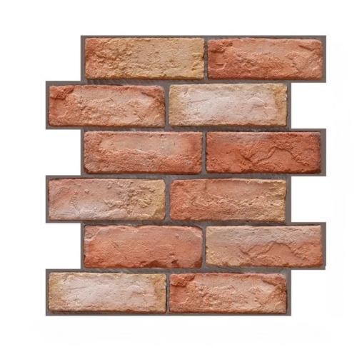 Rustic red and tan brick wall pattern