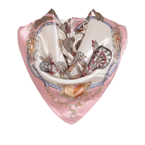 Pink silk scarf with ornate chain pattern