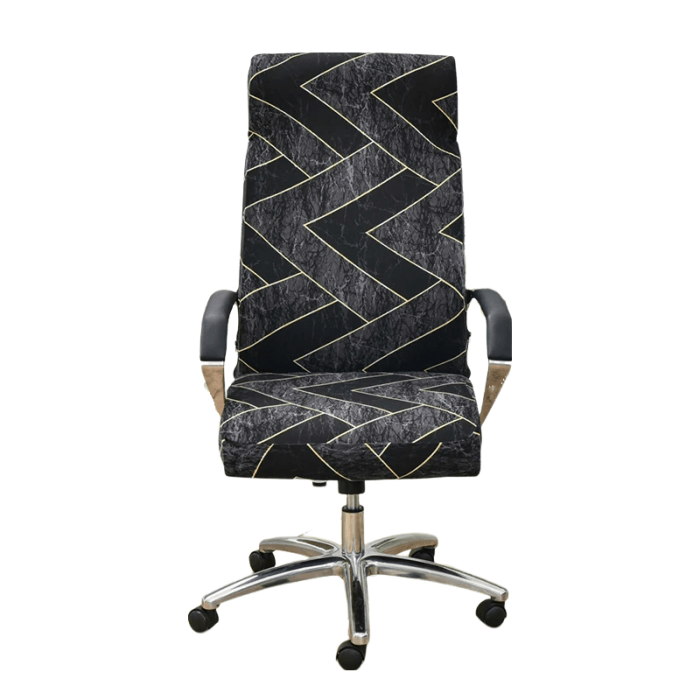 download 2 06a6a6c5 5a64 425b 8325 0cc2ec2e3108.png Black and gold geometric office chair on wheels