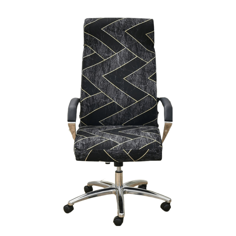 Black and gold geometric office chair on wheels