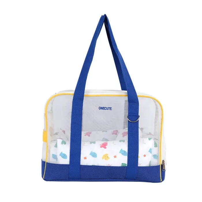 download 2 6604c46b 6942 457f 8123 72c5834e8b8a.jpg Transparent tote bag with blue handles and trim