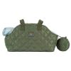 Olive quilted pet carrier bag with handles