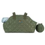 Olive quilted pet carrier bag with handles