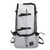 Light grey hiking backpack with black straps