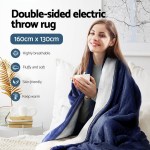 giselle electric throw rug heated blanket washable snuggle flannel winter navy