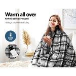 giselle bedding electric throw rug flannel snuggle blanket washable heated grey and white checkered
