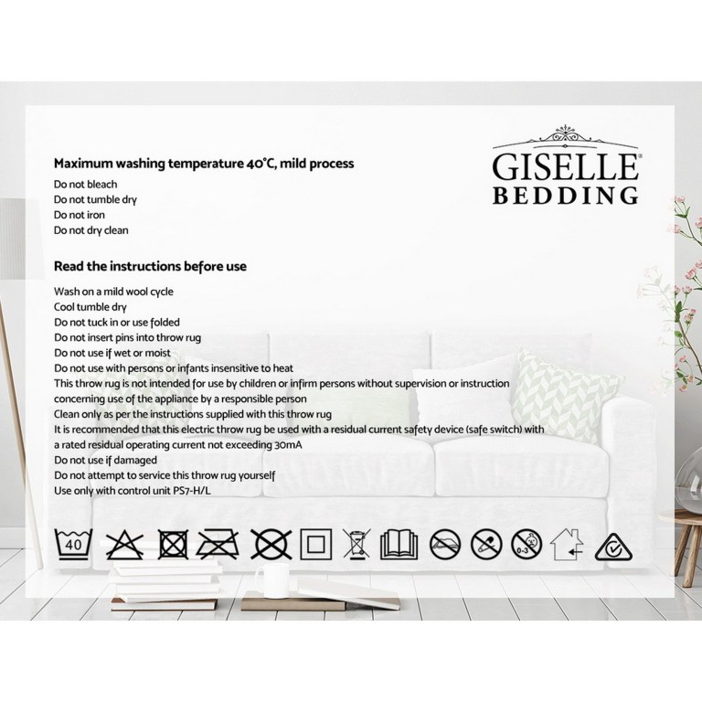 giselle bedding electric throw rug flannel snuggle blanket washable heated grey and white checkered