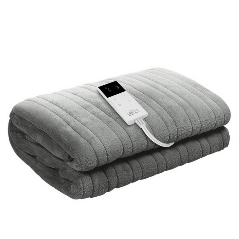 giselle bedding heated electric throw rug fleece sunggle blanket washable silver