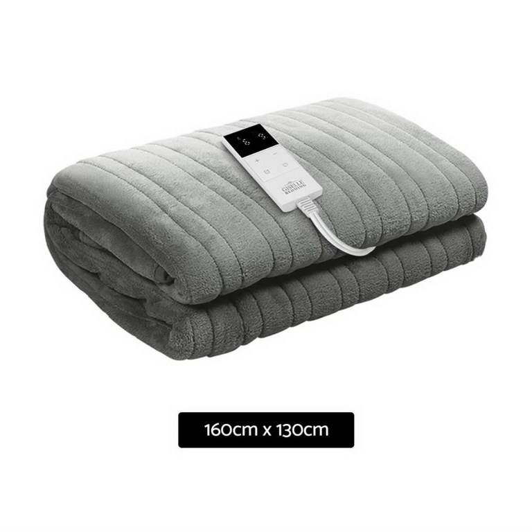 giselle bedding heated electric throw rug fleece sunggle blanket washable silver
