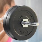 everfit 28kg barbell set weight plates bar lifting bench 168cm