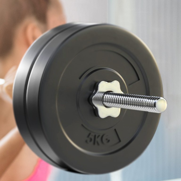 everfit 28kg barbell set weight plates bar lifting bench 168cm