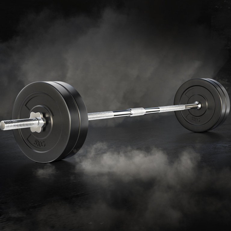 everfit 28kg barbell set weight plates bar lifting bench 168cm