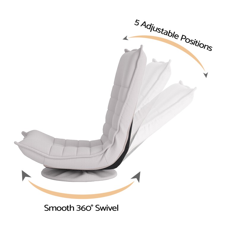 artiss swivel floor chair 5 adjustable foldable lounge seat floor sofa chair grey Adjustable floor chair with 360-degree swivel base