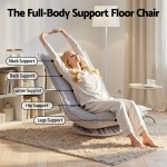 artiss swivel floor chair 5 adjustable foldable lounge seat floor sofa chair grey Woman relaxing in full-body support floor chair