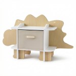 keezi dinosaur kids bookshelf 2 tier children's bookcase wooden with with fabric drawer, toddler bookshelf toy storage organizer for preschool, kids room, playroom, nursery