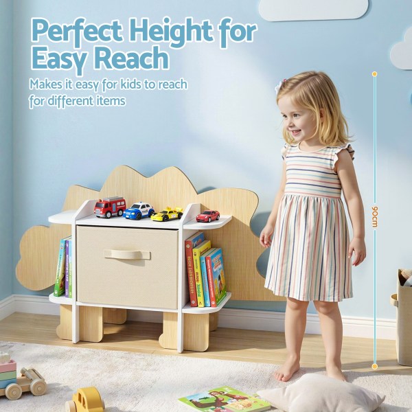 keezi dinosaur kids bookshelf 2 tier children's bookcase wooden with with fabric drawer, toddler bookshelf toy storage organizer for preschool, kids room, playroom, nursery keezi dinosaur kids bookshelf 2 tier children's bookcase wooden with with fabric drawer, toddler bookshelf toy storage organizer for preschool, kids room, playroom, nursery