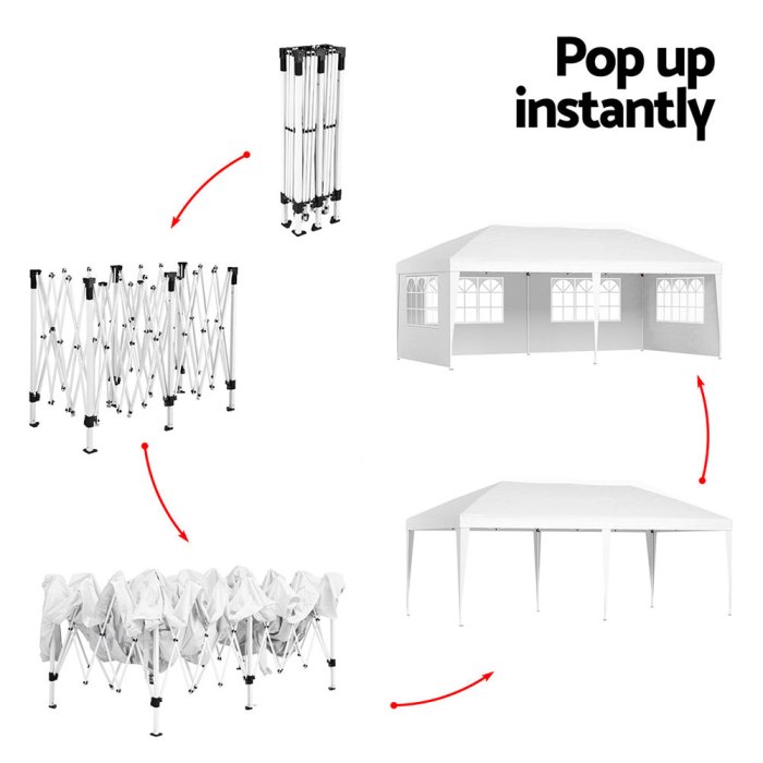 instahut gazebo pop up marquee 3x6m wedding party outdoor camping tent canopy side wall white instahut gazebo pop up marquee 3x6m wedding party outdoor camping tent canopy side wall white