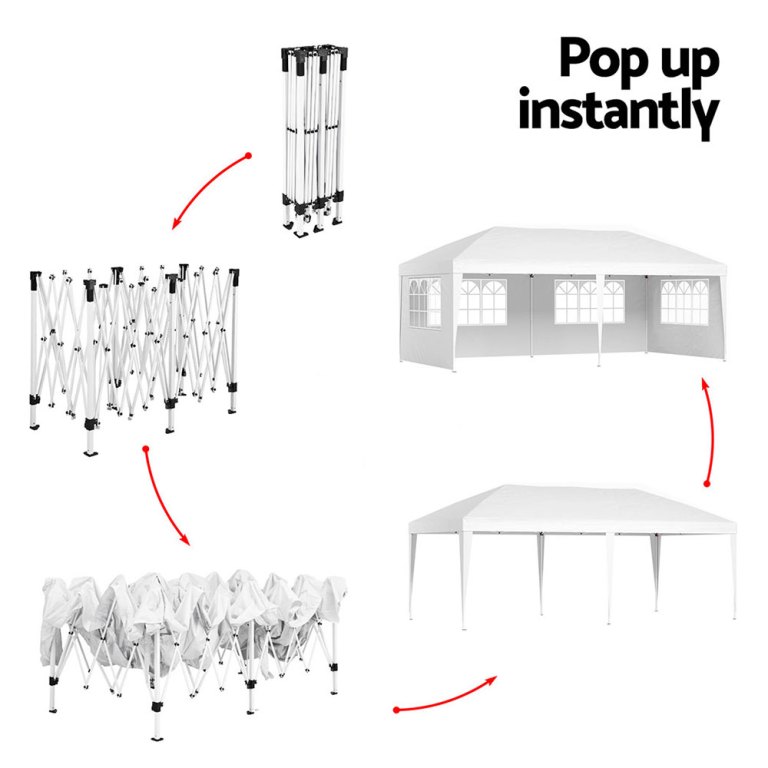 instahut gazebo pop up marquee 3x6m wedding party outdoor camping tent canopy side wall white instahut gazebo pop up marquee 3x6m wedding party outdoor camping tent canopy side wall white