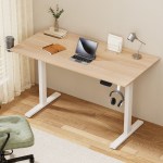 artiss standing desk sit stand touch control electric oak 140cm