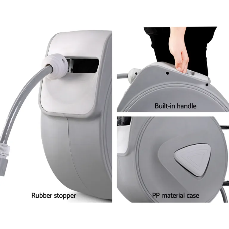 water hose reel 10m retractable auto rewind garden spray gun