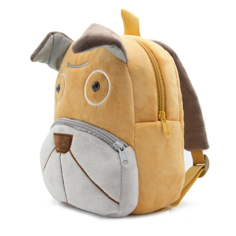 image 1 Plush dog-shaped children's backpack with zippers