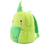 image 1 Green plush dinosaur kids backpack on white background
