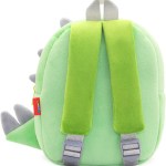 Green plush dinosaur backpack with shoulder straps