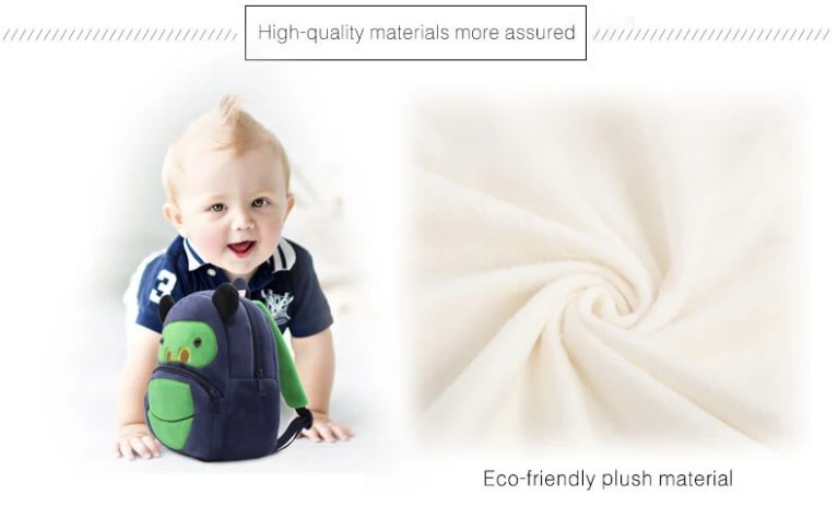 Baby with plush backpack and soft fabric