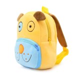 Yellow plush dog children’s backpack with blue pocket