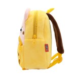 Yellow plush cartoon dog backpack side view