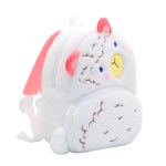 image 2 White plush llama backpack with pink straps