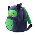 Plush gorilla-themed kids backpack in navy and green