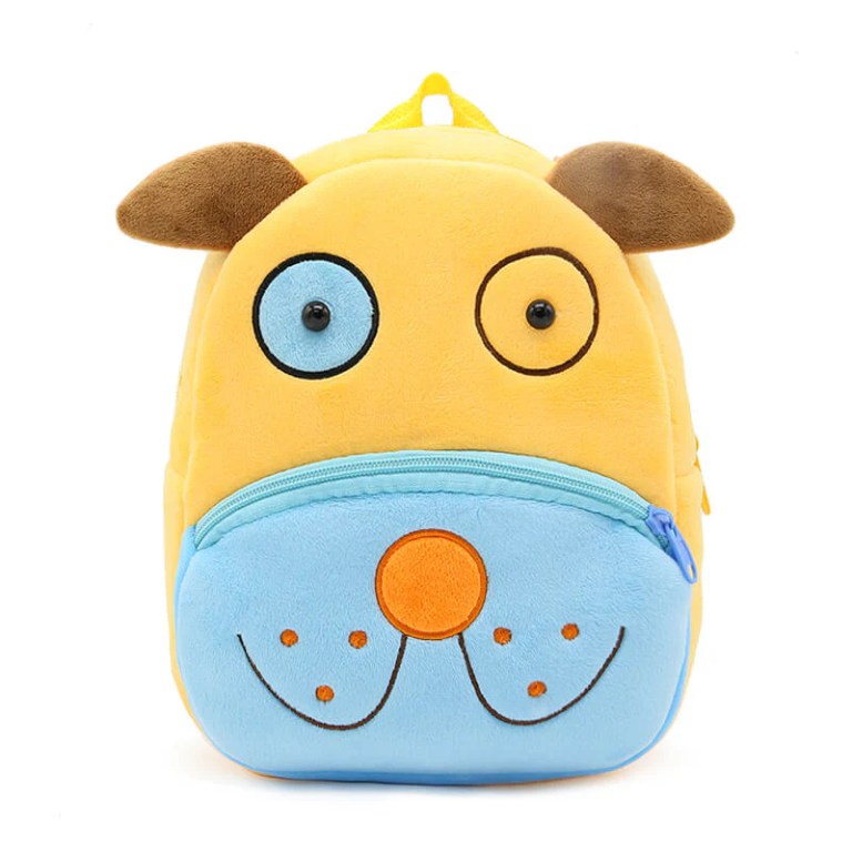 Cute plush dog-themed kids backpack