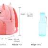 Pink plush cat backpack with size comparison