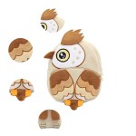Cute owl-shaped children's backpack in beige and brown