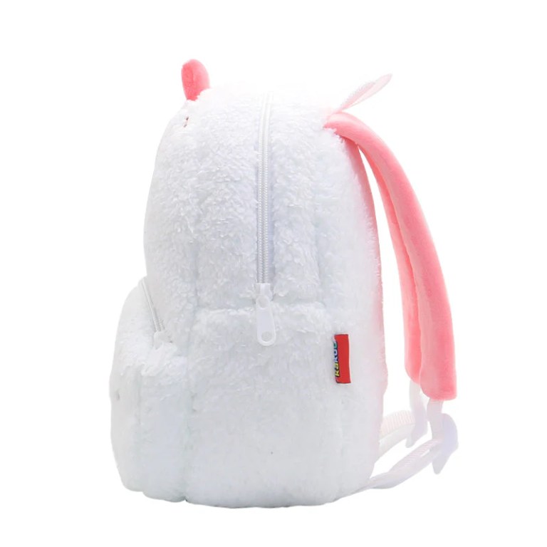 image 3 Fluffy white bunny backpack with pink straps