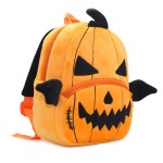Pumpkin-shaped plush backpack with jack-o'-lantern face