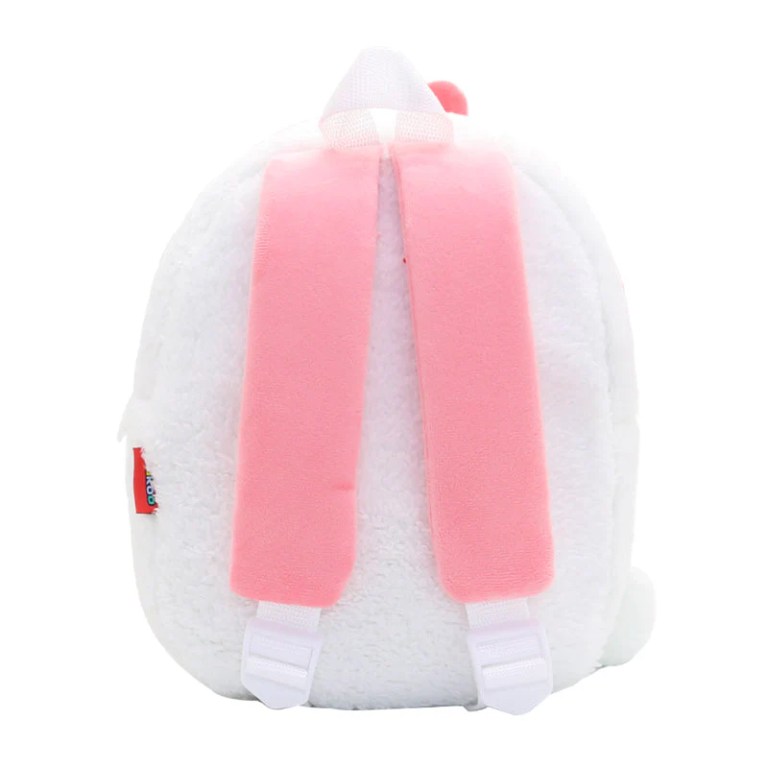 image 4 White plush backpack with pink shoulder straps