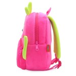 image 4 Bright pink plush children’s backpack with green accents