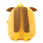 Yellow plush dog backpack with brown straps
