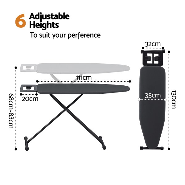 artiss ironing board with iron rest with 3 layers extra thick cover easy storage