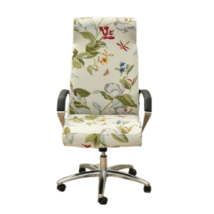 Floral upholstered office chair with armrests