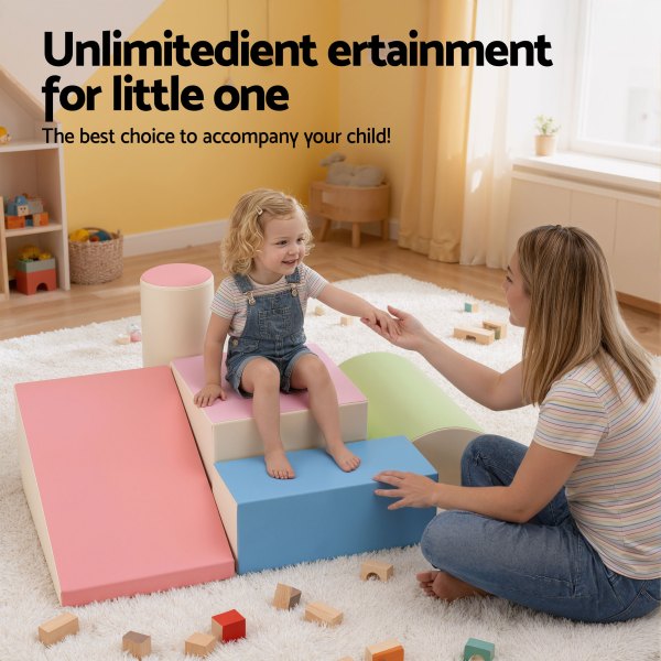 keezi kids climbing blocks 5 piece foam toddler playset soft indoor climbing toy rocker