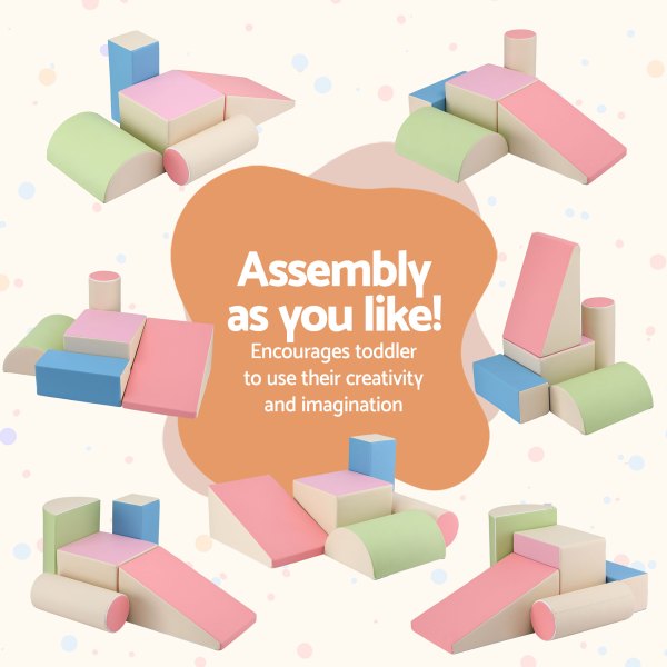 keezi kids climbing blocks 5 piece foam toddler playset soft indoor climbing toy rocker