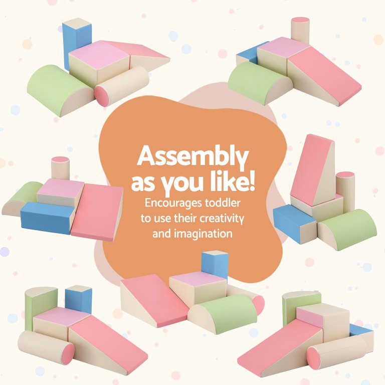 keezi kids climbing blocks 5 piece foam toddler playset soft indoor climbing toy rocker