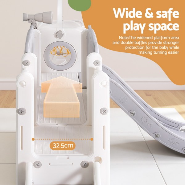 keezi kids slide swing set basketball hoop ring football outdoor toys 132cm grey