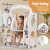 keezi kids slide swing set basketball hoop ring football outdoor toys 132cm grey